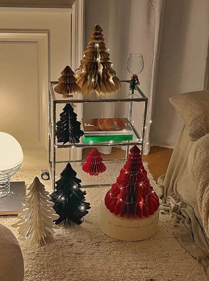 Foldable Accordion Christmas Tree Set of 2Pcs - Decoration for Table Shelf & Window