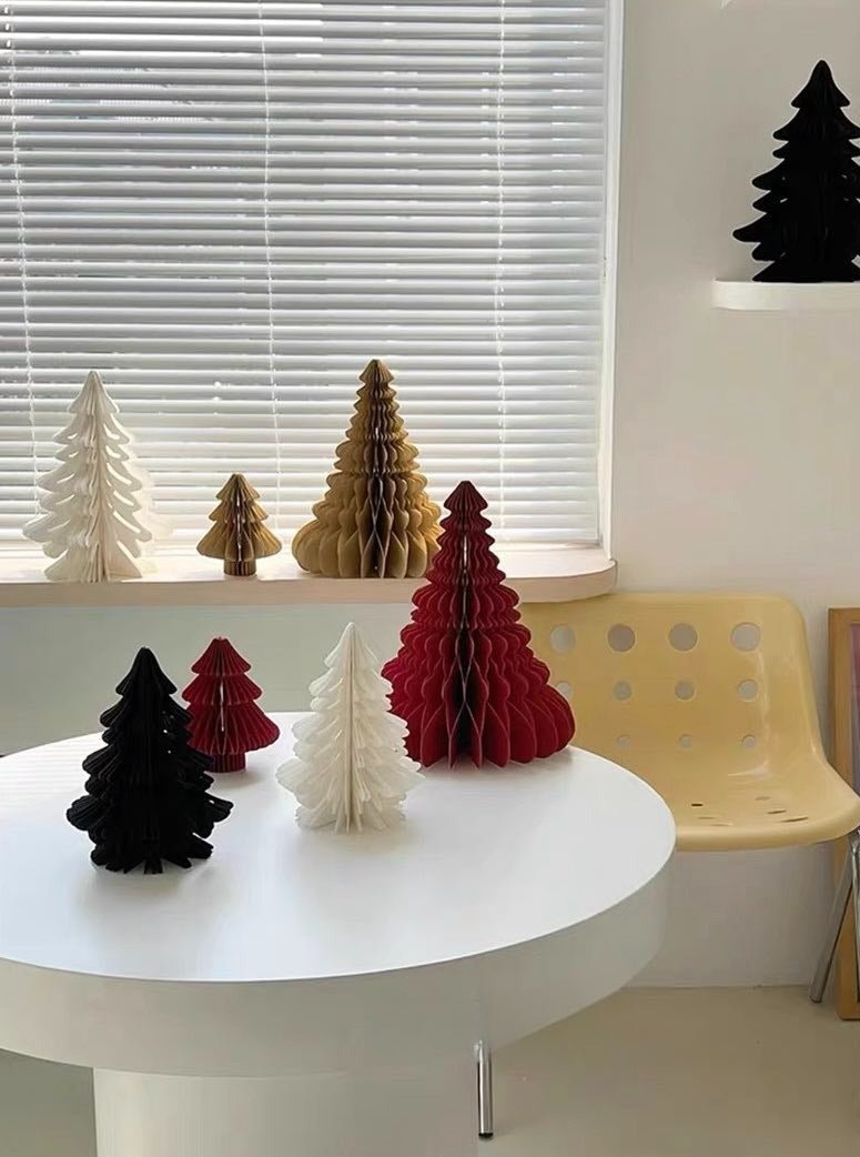 Foldable Accordion Christmas Tree Set of 2Pcs - Decoration for Table Shelf & Window