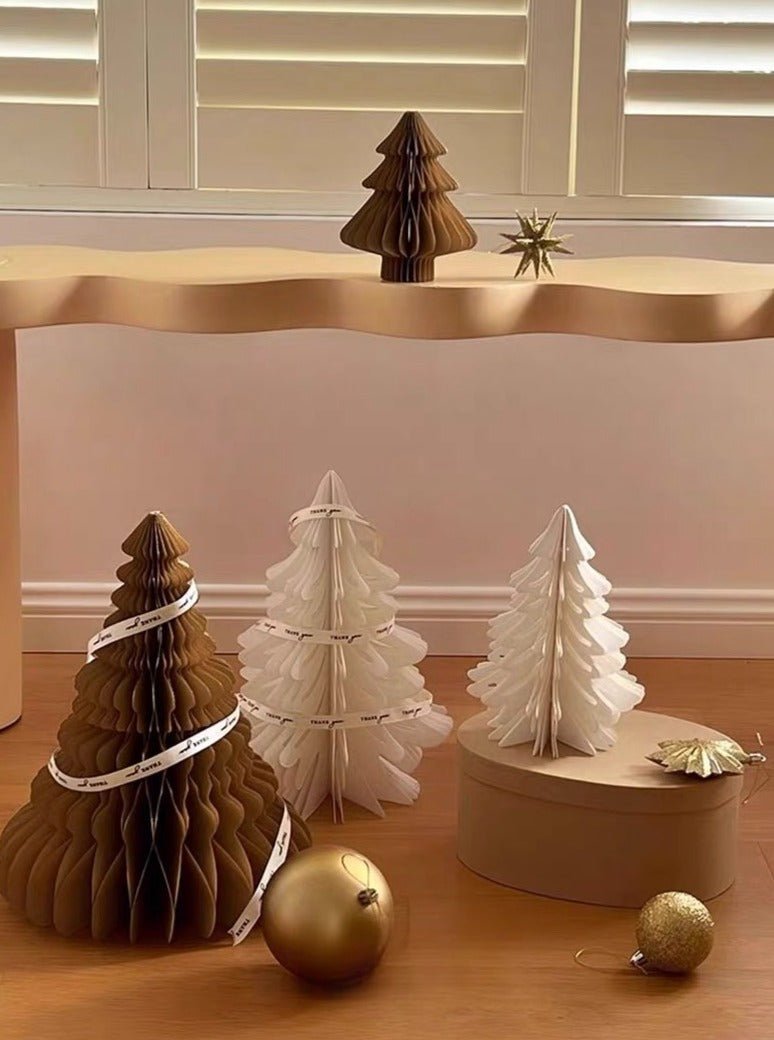 Foldable Accordion Christmas Tree Set of 2Pcs - Decoration for Table Shelf & Window