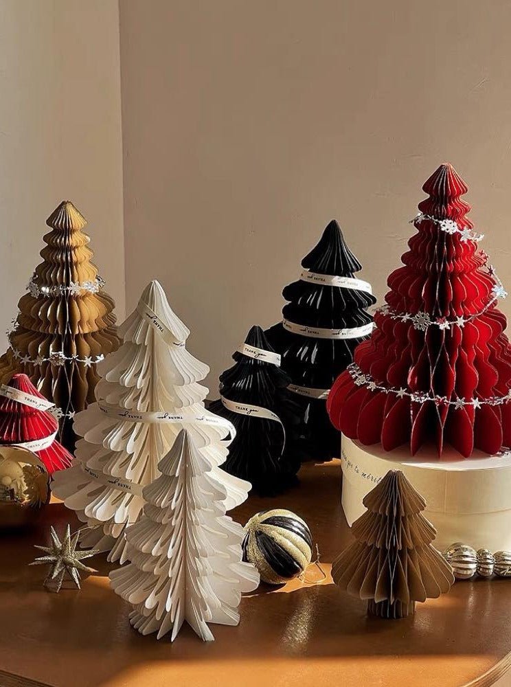 Foldable Accordion Christmas Tree Set of 2Pcs - Decoration for Table Shelf & Window