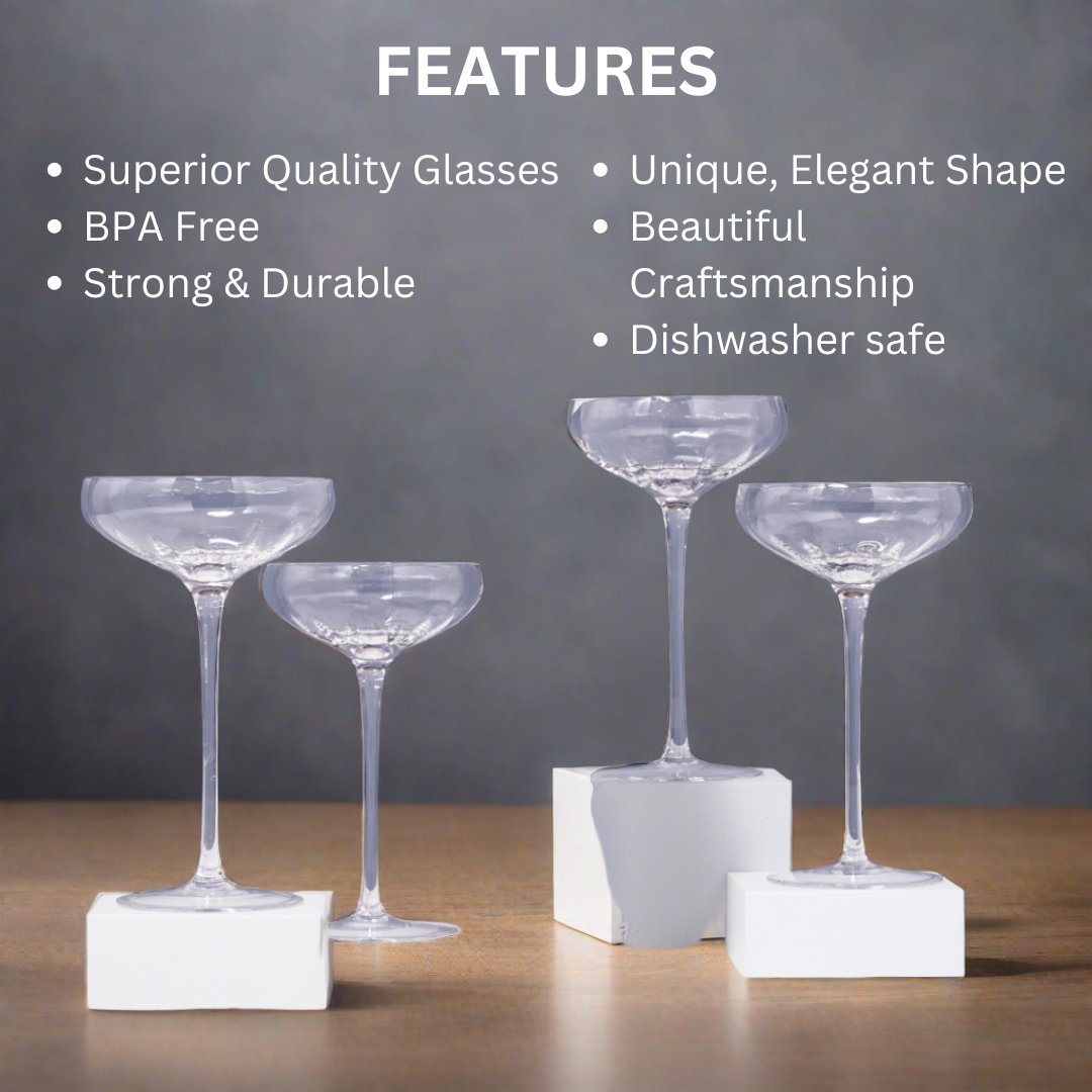 Opulent Rounded Coupe Cocktail Glasses, Set of 4