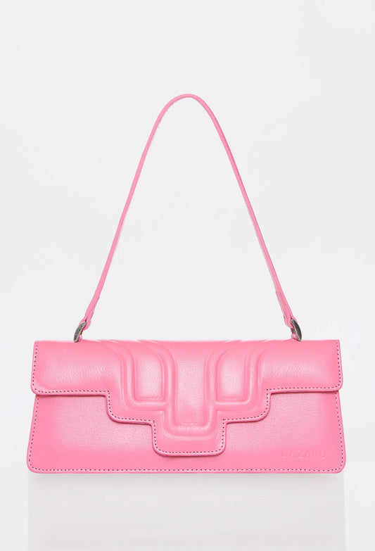 Pink Leather Shoulder Flap Bag 'Hilda'