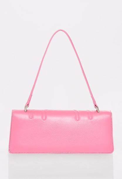 Pink Leather Shoulder Flap Bag 'Hilda'