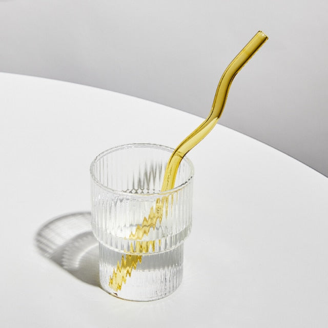 Wavy Glass Straw Set