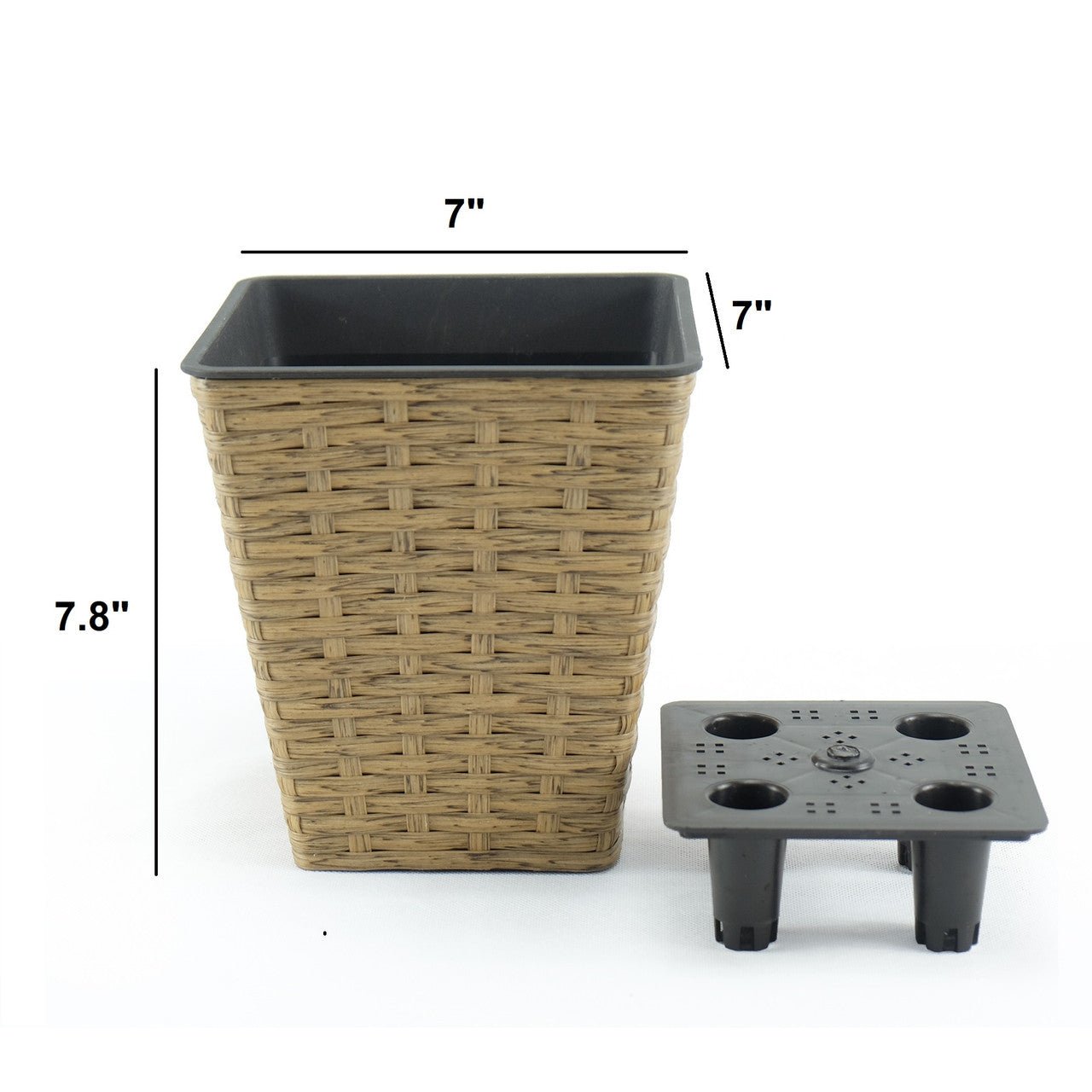 Set of 2 CATLEZA 7-inch and 9.4-inch Square Wicker Planters