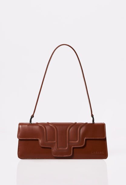 Tan Leather Shoulder Flap Bag 'Hilda'