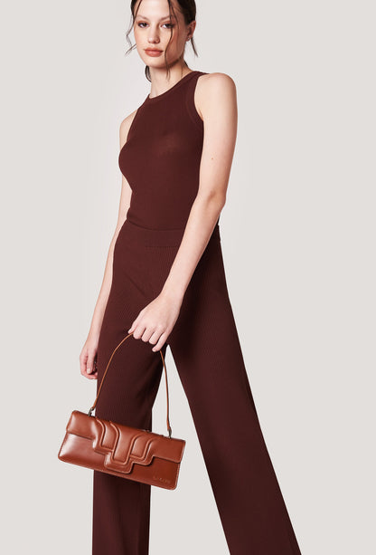 Tan Leather Shoulder Flap Bag 'Hilda'