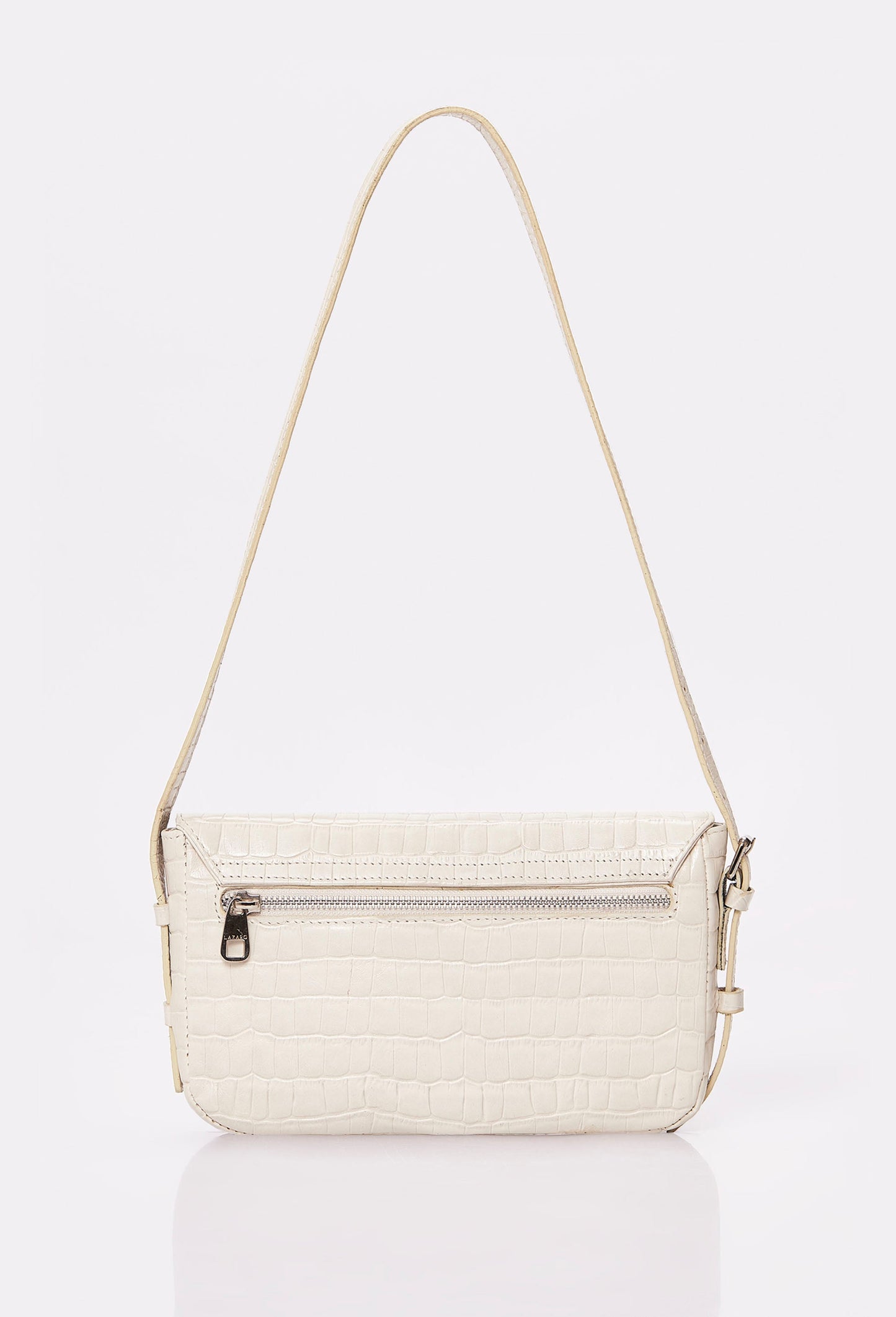 White Croco Leather Shoulder Flap Bag 'Gwen'