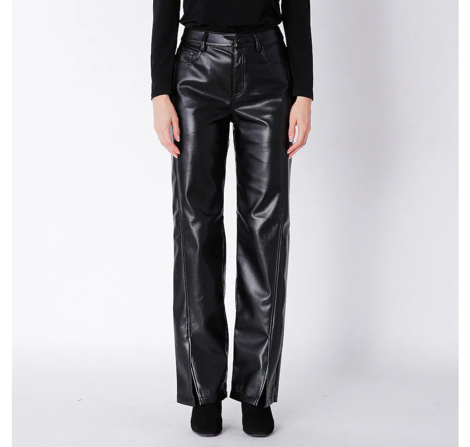 Vegan Leather Wide Leg Pant