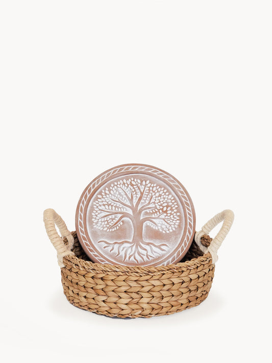 Bread Warmer & Basket - Tree of Life Round