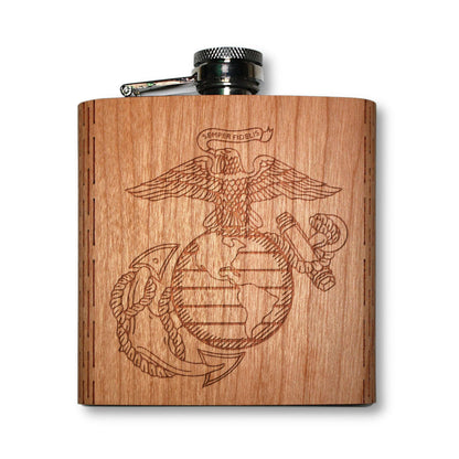 6 oz. Wooden Hip Flask (US Marines in American Cherry)