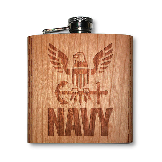 6 oz. Wooden Hip Flask (US Navy 02 in American Cherry)