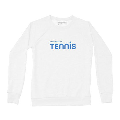 Women's Tennis Crew Sweatshirt, White with Blue