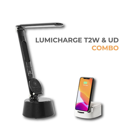 Exclusive-Lumicharge T2W Lamp -Speaker-Wireless Phone Charger & 3 in 1 Phone Dock-Combo Deal-