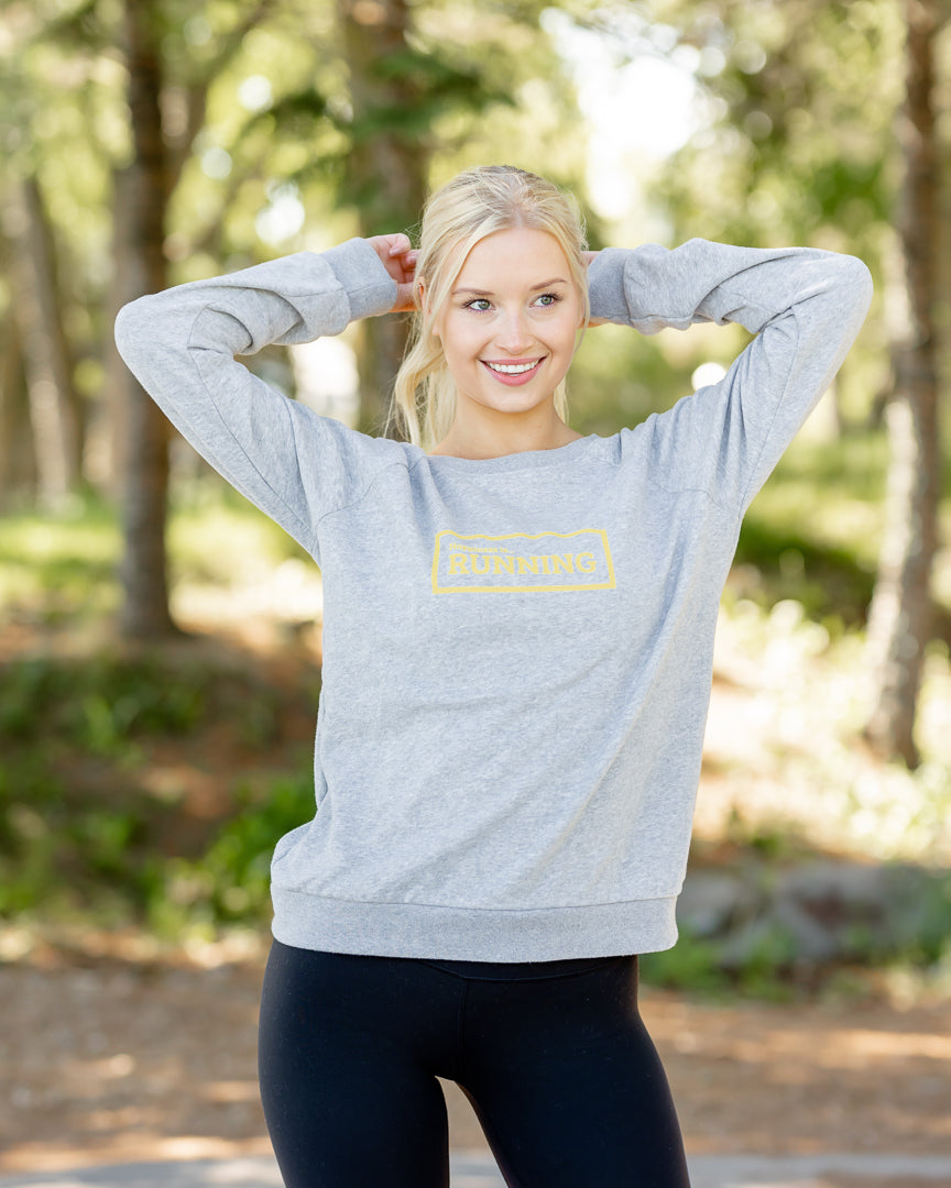 Women's Running Crew Sweatshirt, Heather Grey