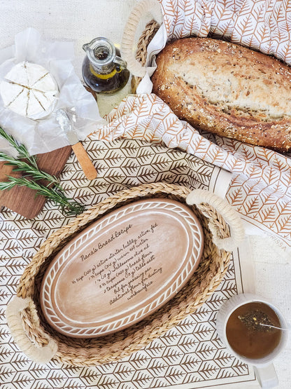 Personalized Bread Warmer & Basket - Recipe Oval