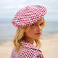 Simone Gingham Beret Hat in Red