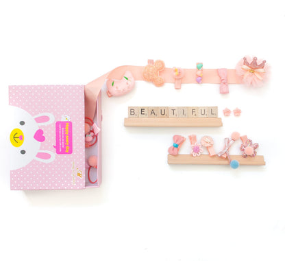 Light Pink Kids Hair Accessories Gift Box - 18Pcs - Gift Set