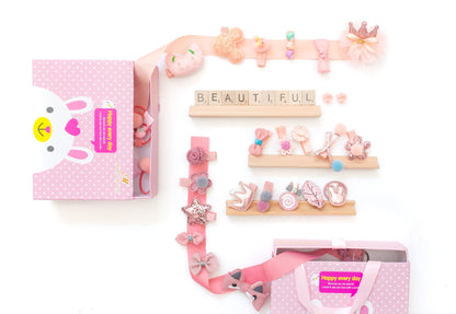 Light Pink Kids Hair Accessories Gift Box - 18Pcs - Gift Set