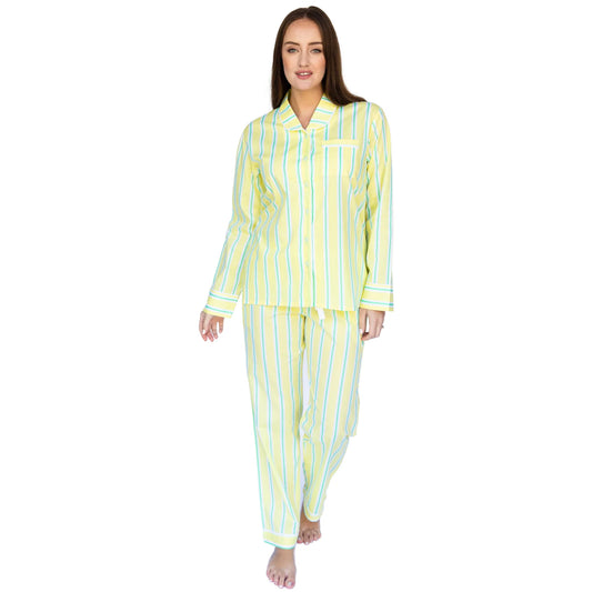 Women's Andy Cohen Yellow Stripe Long Sleeve PJ Pant Set