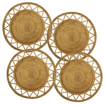 Rattan Woven Placemats for Dining Table | Heat Resistant Non-Slip Wicker Placemat