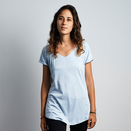 V- Neck Tee Wax Patch - Soft Blue