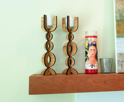 Bubble Votive Candlestick in sustainable bamboo