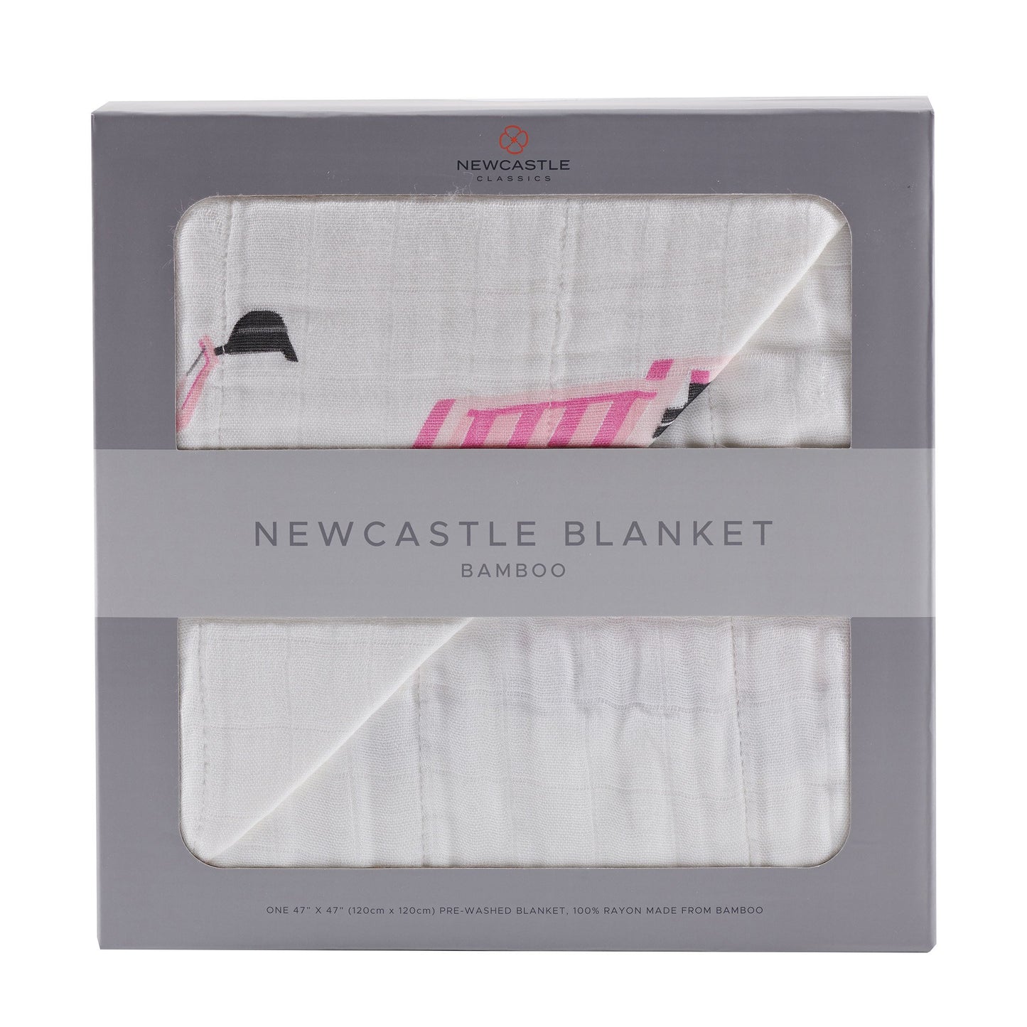 Pink Digger and White Bamboo Muslin Newcastle Blanket