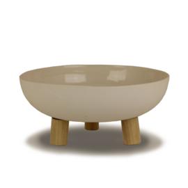 FOOTED BOWL - HANDMADE WITH WOODEN LEGS - 17CM