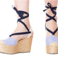 Espadrille Sandals Silvia Cobos Lace Blue Stripes