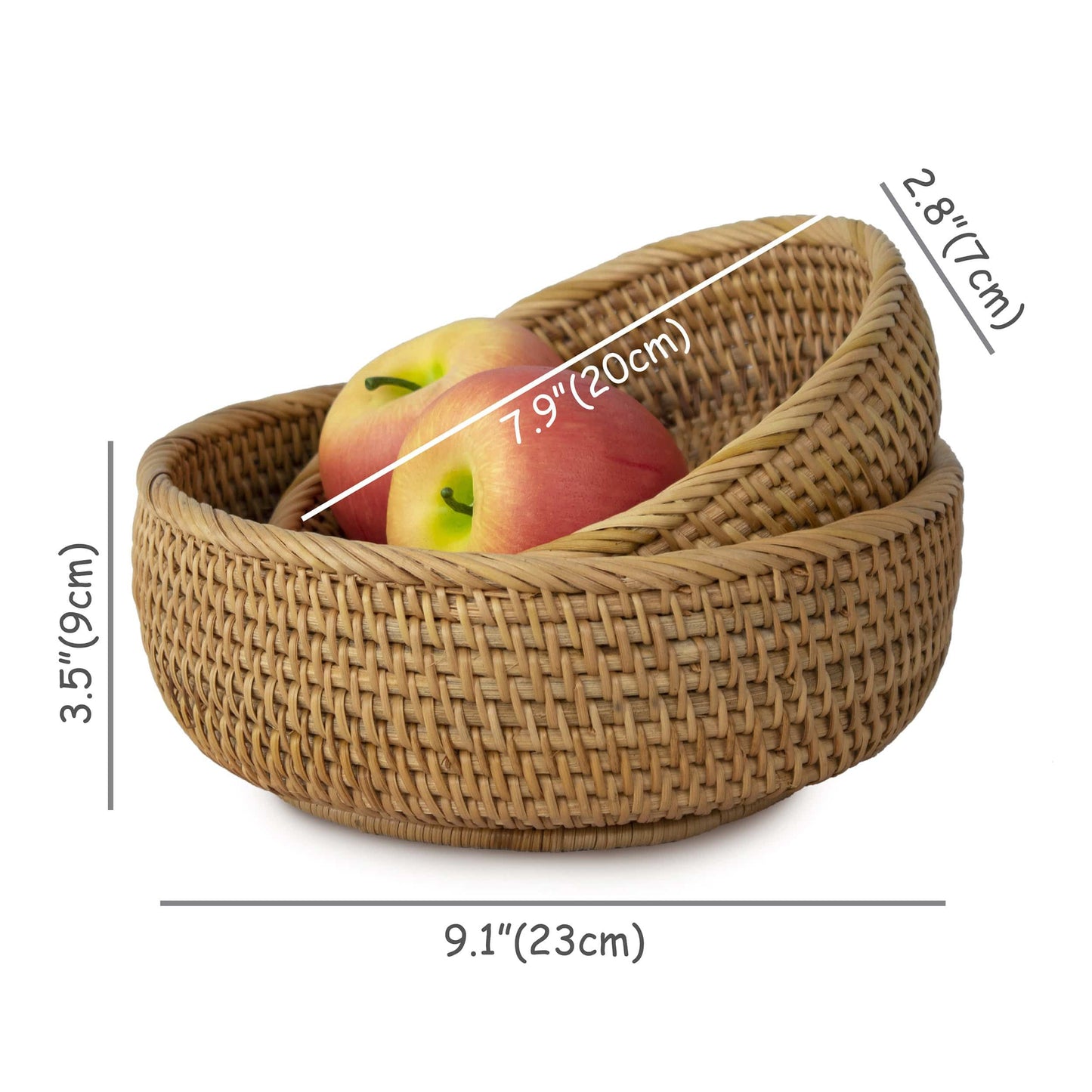 Bowl Shaped Wicker Basket Set | Tabletop Serving Bowls for Home and Restaurant