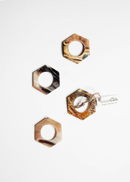 Hexagon Horn Napkin Rings 4-pack