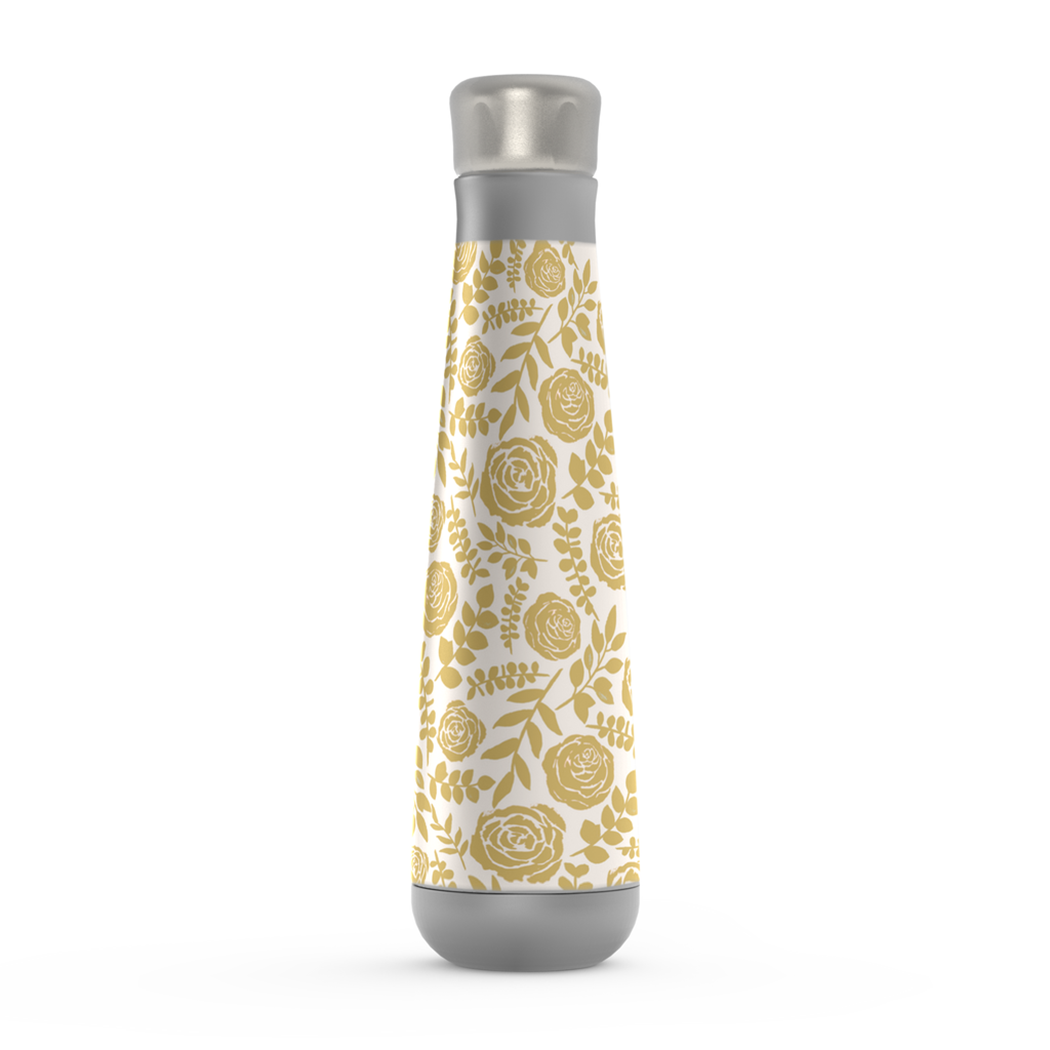 Gold Floral Water Bottle